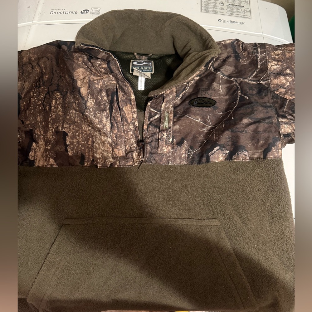 Drake Kids Half-Zip Hoodie in Brown Camouflage and Olive